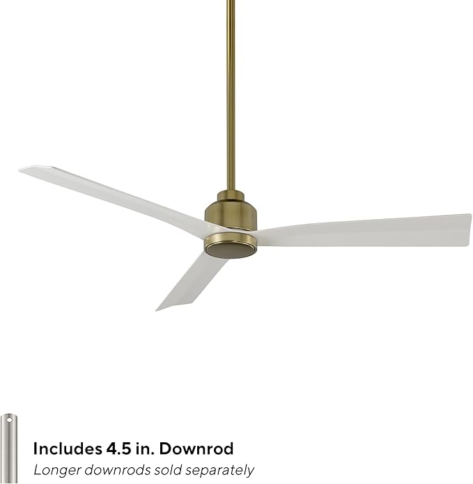 Clean Indoor and Outdoor 3-Blade Smart Ceiling Fan 54in Satin Brass Matte White with Remote Control