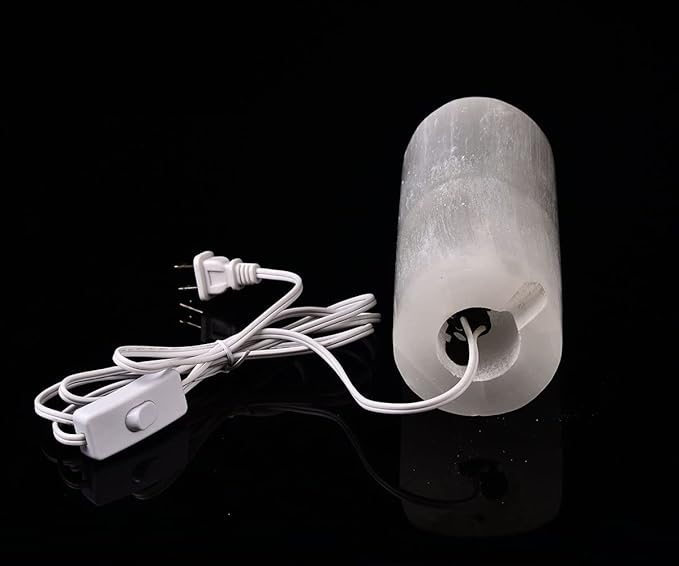 JIC Gem 4-6 LBS Selenite Lamp Large Moroccan Selenite Column Crystal Lamp 8"