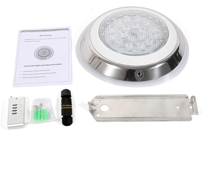 Eapmic 12V 54W Pool Light Underwater Color-Change LED Lights RGB IP68 with Remote (54W Stainless Steel Shell)