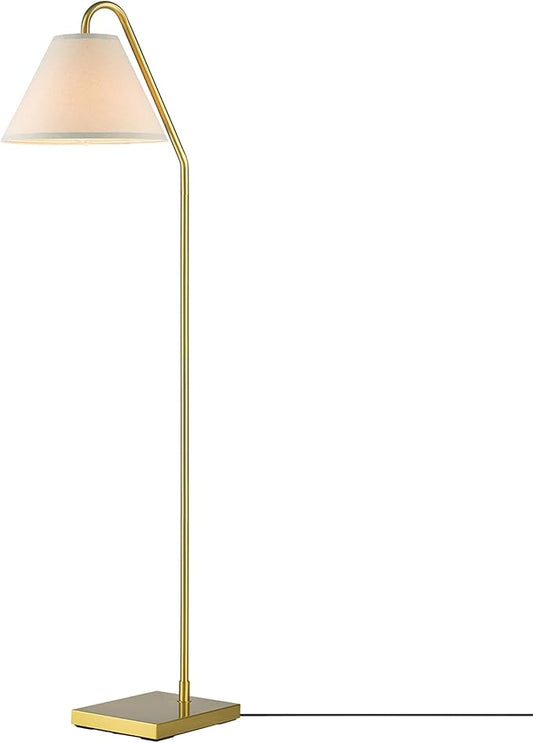 Globe Electric 62" Floor Lamp, Matte Brass Finish, Beige Fabric Shade, On/Off Rotary Switch, 6-Ft Clear Cord, Cozy Glam Style, E26 Base, 61000147