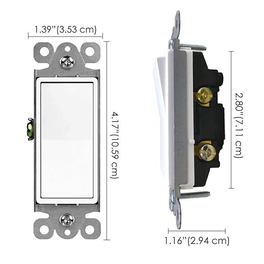 3 Way Switch White, Greencycle 100pk Three Way/Single Pole Light Switch Rocker Switch 15A 120/277V, On/Off Rocker Paddle Interrupter, Residential/Commercial Grade,Home & Office,UL/CUL