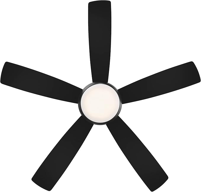 WAC Lighting F-035L-MB Odyssey Indoor or Outdoor Flushmount Smart Compatible Ceiling Fan with Remote Control 52in Blade Span Matte Black 3000K Warm White LED