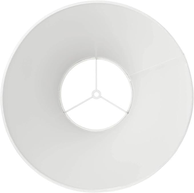 Bright Antique White Linen Large Lamp Shade 6.5" Top x 15" Bottom x 10.75" High x 11.75" Slant (Spider) Replacement with Harp and Finial - Springcrest