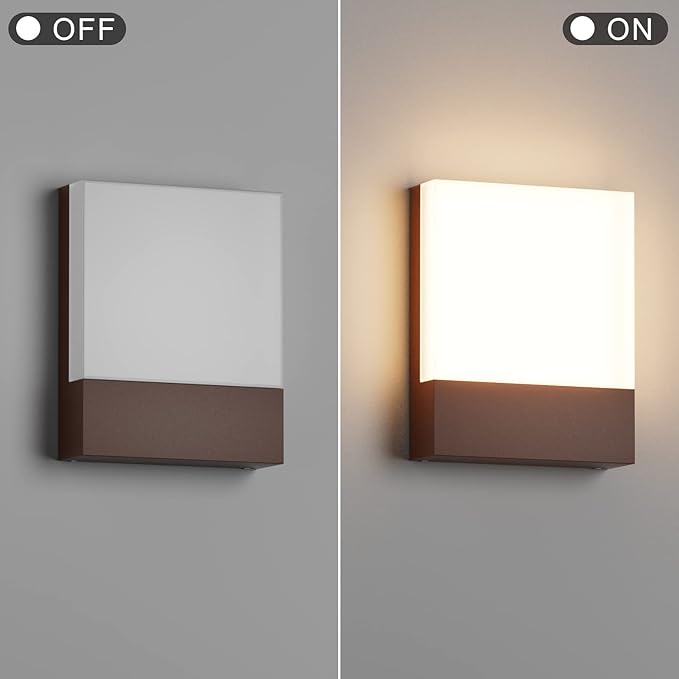 1-Pack Modern Outdoor LED Wall Light,24W 3000K Wall Porch&Patio Light,IP65 Led Exterior Wall Lights Fixtures,Low Profile Wall Sconce for House Yard Garage Walkway Garden(Rust Red)