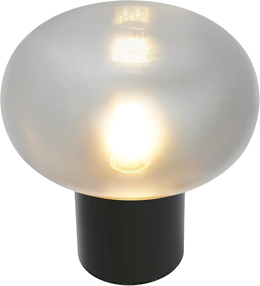 Mushroom Table Lamp Marble Base Glass Shade, Art Deco Bedside Nightstand Lamp for Living Room Bedroom Office, 12W E27 LED Bulb Included - 9''Lx 9.84''H,Illumination Area: 3-5㎡/32-54ft² (Smoky Gray)