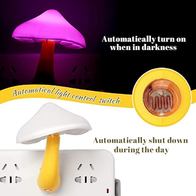 2 Pieces Sensor LED Mushroom Night Light Plug in Smart Lamp Mini Mushroom Night Lights LED Night Lamp Color Changing for Adults Kids (7-Color Lights Discoloration)