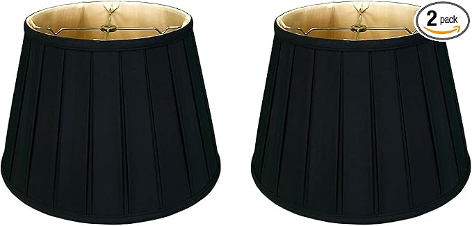 Royal Designs, Inc. Empire English Pleat Lamp Shade, BSO-724-14BLKGL-2, 10 x 14.5 x 10, Black, Set of 2