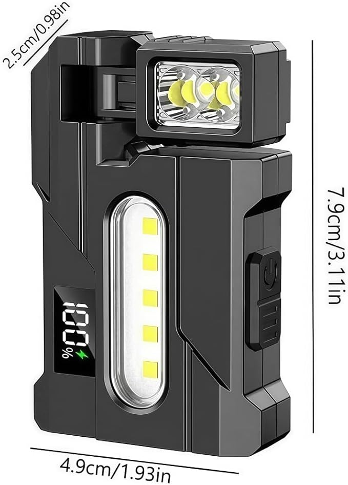 G5 EDC Flashlight 400 Lumens, 3 Modes Dual Light, 180° Rotatable Magnetic Torches, Portable Pocket Torch with Keychain for Outdoor Emergency Camping Daily Carry (2 Pcs)