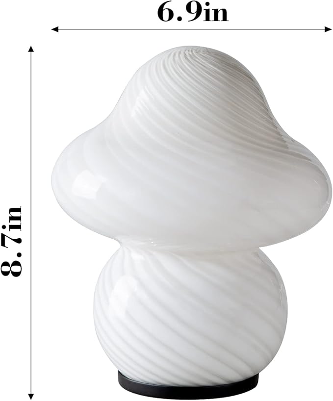 COOSA Mushroom Lamp, Glass Bedside Table Lamp, Night Lamps, Cute Small Nightstand Desk lamp for Home Decor, Study, Living, Bedroom, Gift，Bulb Included