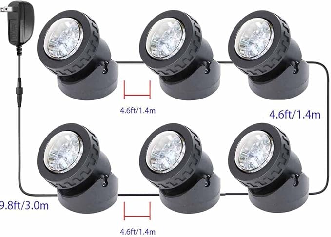 Colored Fountain Lights with Timer, Pond Lights Underwater 12V LED Dimmable Outdoor Spotlights IP68 Waterproof for Lawn Pond Fountain Waterfall Garden Landscape, (Set of 8)