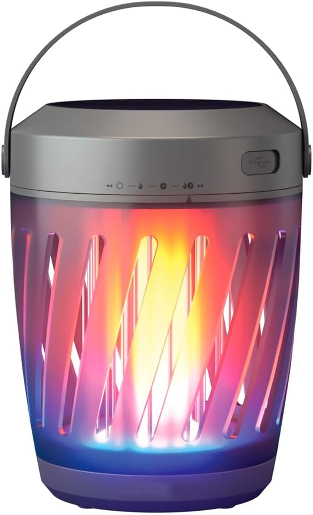 Solar Tiki Torch Lantern ZapperFlying Insect Control with Realistic Flickering Flame Accent Light Solar Powered Rechargeable Garden Lamp (Lantern)