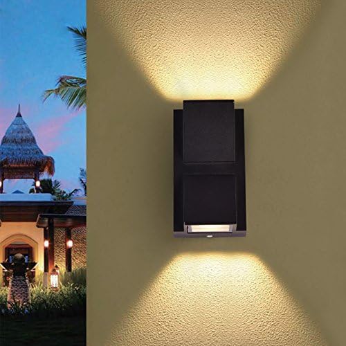 6W LED Outdoor Exterior Wall Step UP/Down Light Fixture Lamp Black Finish Warm White
