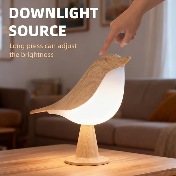 Bird Cordless Table Lamp, Small Cordless Bedside Lamp with 3 Color Temperature, Touch Sensor & Rechargeable Battery - Night Light for Kids, Bedroom, Bedside (Light+Dark)