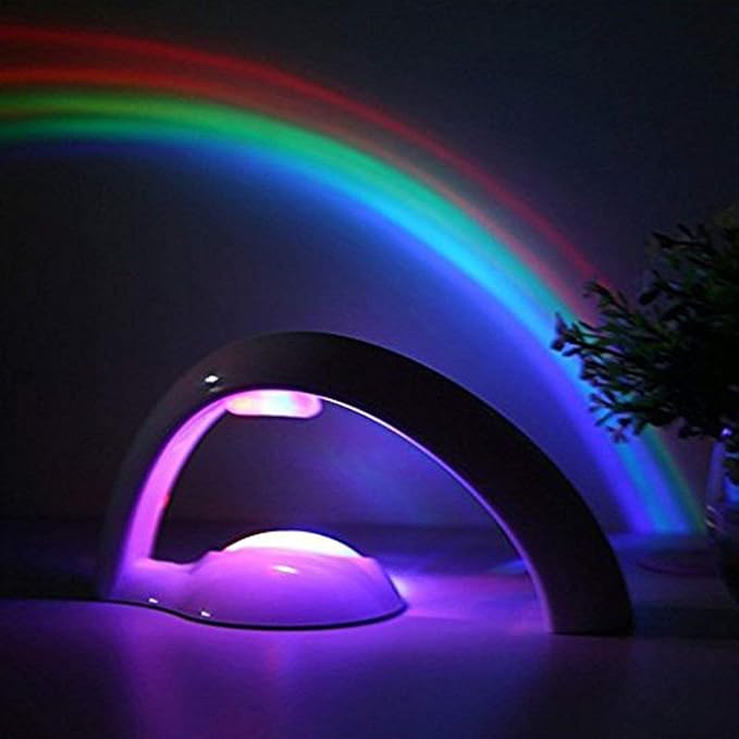 MIFXIN Rainbow Projector - Colorful LED Night Projection Light & Desk Lamp for Kids - 2 Modes, Battery Operated Table Light