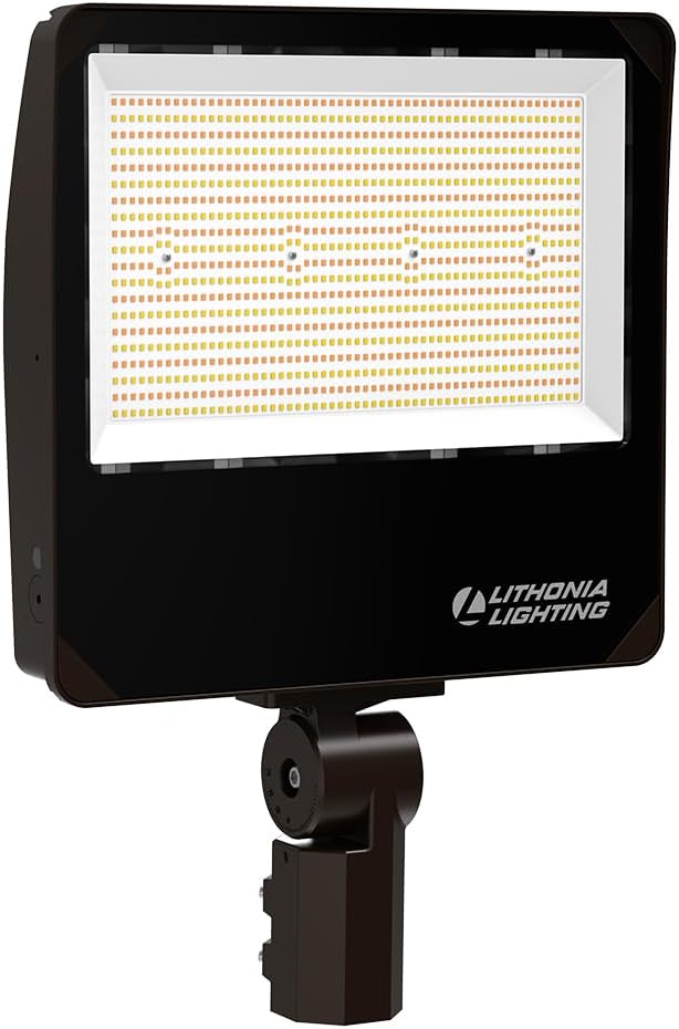 Lithonia Lighting All-in-One LED Flood Light, Waterproof LED Outdoor Light Fixture with Adjustable Brightness and Color Temperature, Yoke or Slipfitter Mount Dusk to Dawn Outdoor Lighting, UVOLT
