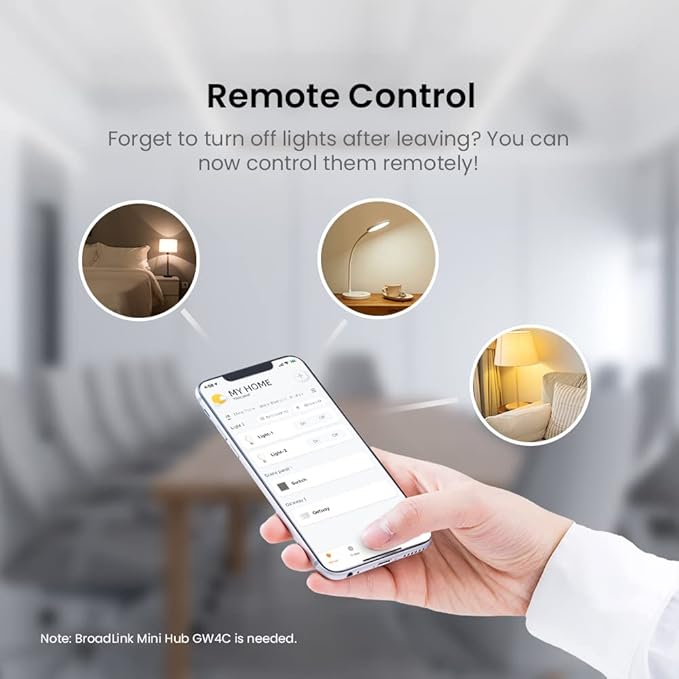 BroadLink Smart Home Starter Kit - Includes 3 Bulbs, 1 Scene Switch and 1 Hub, Uses FastCon and Bluetooth Low Energy Tech, Compatible with Alexa and Google Home