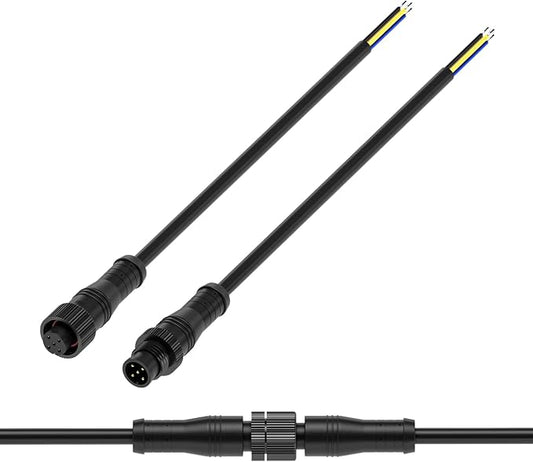 BTF-LIGHTING 5 Pin Electrical Metal nut Connector 22AWG IP68 Male Female Connector 7.87in/20cm Extension Cable for Car,Truck,Boat,Indoor/Outdoor LED Strip Lights/String 15mm Metal Nut Small Size
