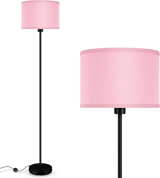 Floor Lamp Pink, Standing Lamp, Small Floor Lamps with Lampshade, 59" Tall Lamps for Bedroom, Foot Switch, Simple Corner Pole Lamp for Kids Room, Girls Room, Nursery, Office(NO Bulb, E26 Base)