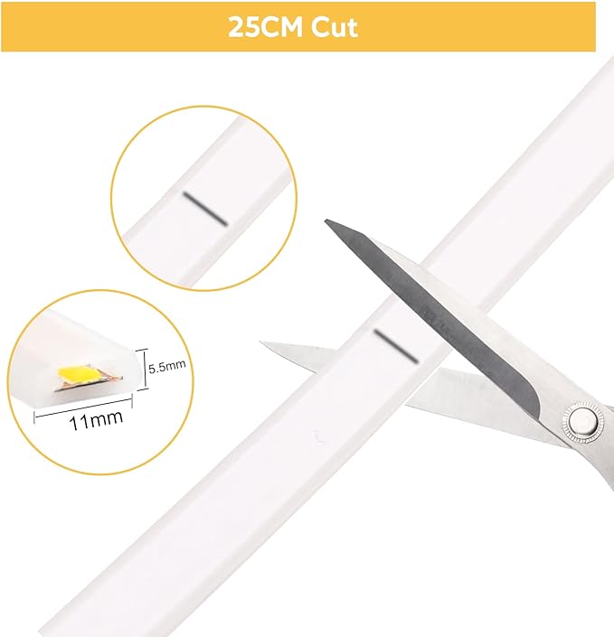 COB Outdoor LED Strip Lights 16.4 ft Waterproof IP67 AC 110V Light Stip Flexible Cuttable LED Lights 320LEDs/m 6000K Cold White with US Plug Indoor Rope Lights for Bedroom Kitchen Cabinet Lighting