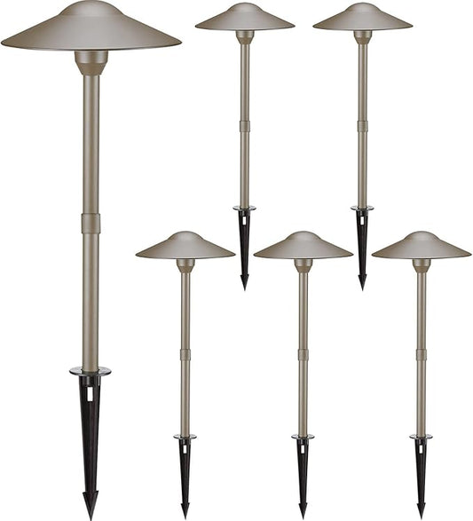 3W LED Landscape Lights Landscape Lighting Low Voltage Outdoor Pathway Lighting Replaceable LED Bulb 3000K Aluminum housing with ABS Ground Stake for Yard Patio Driveway Bronze, Pack of 6