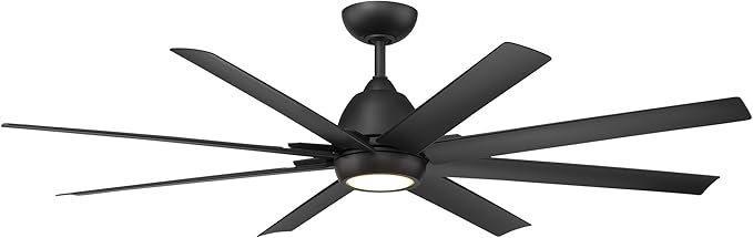 WAC Lighting F-064L-MB Mocha XL 66" Outdoor Ceiling Fan with LED Lights & Remote, Matte Black