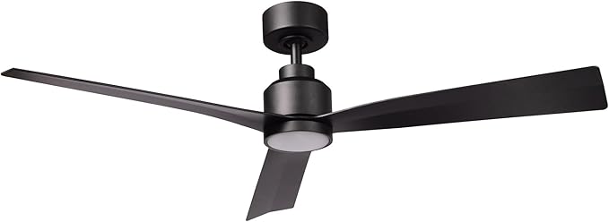Clean Indoor/Outdoor 3-Blade Smart Compatible Ceiling Fan 52in Matte Black with 3000K LED Light Kit and Remote Control with Wall Cradle. Works with iOS/Android, Alexa, and Google Assistant.