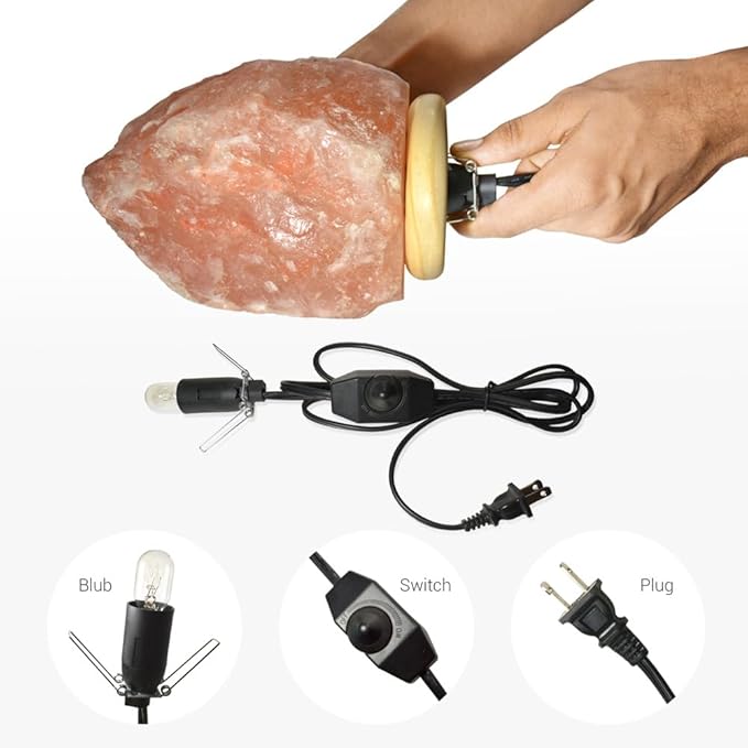 Himalayan Crystal Rock Salt Lamp, Excellent Gift Cleanses Air and Improves Mood, UL Certified dimmer Cord - 7-8" (Pack of 6)
