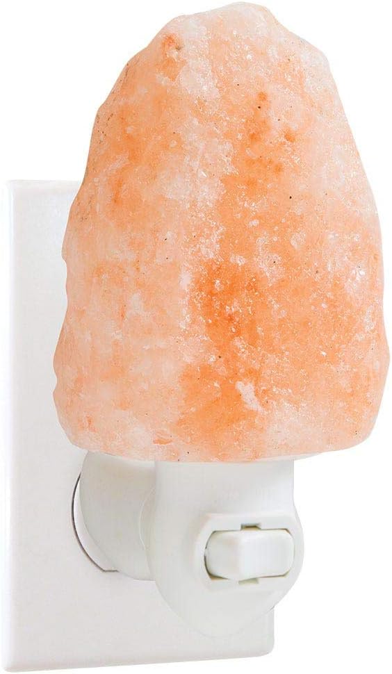 100% Natural Himalayan Night Light, Natural Cut Salt Stone with 360° Rotating Wall Plug, Includes Night Light Bulb, 2” Round x 3.9” H