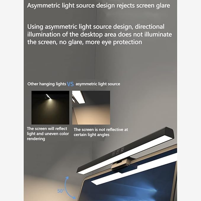 Laptop Monitor Light Bar USB E- LED Work Light 3 Adjustable Color Temperature, No Screen