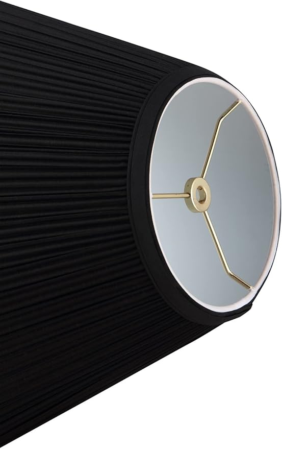 Aspen Creative 33167, Mushroom Pleated Traditional Black Spider Lamp Shade, 6-1/2" Top x 15" Bottom x 11" Slant