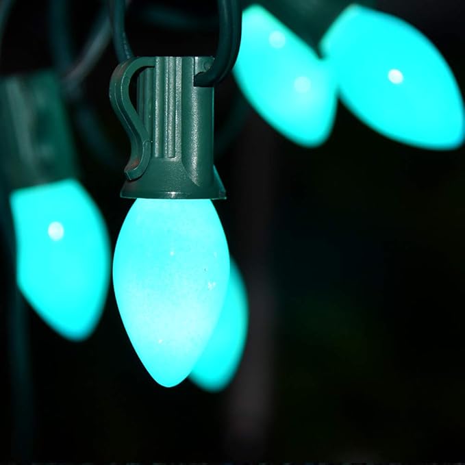 GOOTHY 25 Pack C7 Blue Christmas Replacement Light Bulbs, C7 Blue Incandescent Light Bulbs for Christmas Outdoor Patio Indoor String Lights, C7/E12 Candelabra Base Night Light Bulbs, 5 Watt 120 Volt