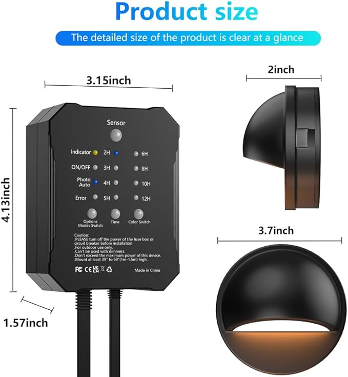RGBW Low Voltage Deck Lights with Transformer Photocell Sensor Dimmable and Timer IP67 Waterproof Fence Lights for Outdoor Step Stair Patio Landscape Holidays Decoration Lighting (RGBW-8PACKS)