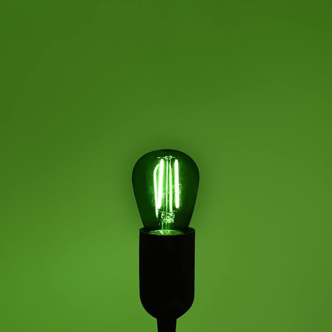 LUXRITE 12-Pack S14 Edison LED Green Light Bulb, 0.5W, Colored LED Bulbs for Outdoor String Lights, UL Listed, E26 Base, Indoor Outdoor, Decoration, Party, Holiday, String Light Replacement Bulbs