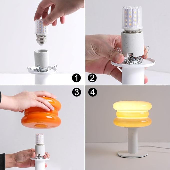 Hamburger Table Lamp for Bedroom,Mid Century Modern Orange Lamp for Living Room,Bedside Warm Lamp,Unique Aesthetic Home Decor