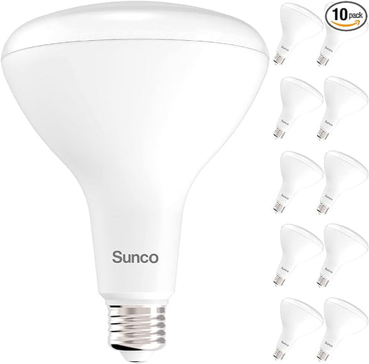 Sunco 10 Pack BR40 LED Light Bulbs, Indoor Flood Lights, Recessed Can Light Bulb, 1400 LM, 17W (100W Equivalent), 4000K Cool White, Dimmable, E26 Base, for Home, Bedroom, Kitchen UL.