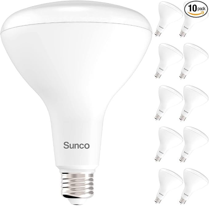 Sunco 10 Pack BR40 LED Light Bulbs, Indoor Flood Lights, Recessed Can Light Bulb, 1400 LM, 17W (100W Equivalent), 2700K Soft White, Dimmable, E26 Base, for Home, Bedroom, Kitchen UL