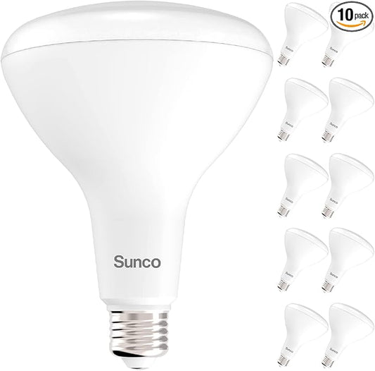 Sunco 10 Pack BR40 LED Light Bulbs, Indoor Flood Lights, Recessed Can Light Bulb, 1400 LM, 17W (100W Equivalent), 2700K Soft White, Dimmable, E26 Base, for Home, Bedroom, Kitchen UL