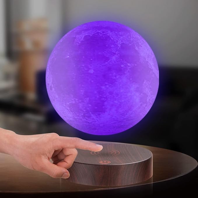 Levitating Moon Lamp, Magnetic Floating Moon Light with 16 Colors LED Lighting, Spinning in Air Freely 3D Moon Lamp Rotating Night Lights for Room Decor, Office Desk Toys, Creative Gifts