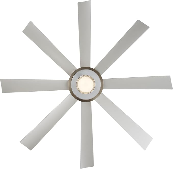 Modern Forms Aura Indoor and Outdoor 8-Blade 60in Smart Ceiling Fan in Matte White Brushed Nickel Ring with 2700K-3000K-4000K-5000K Selectable LED Light Kit and Remote Control works App