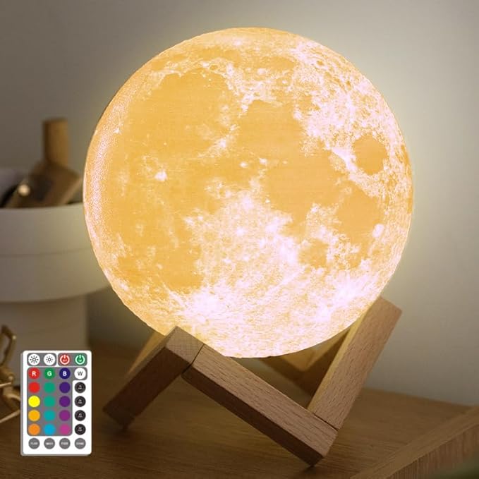 5.9 Inch Moon Lamp for Adults - 16 Color LED Light Up Moon Ball, Large Realistic 3D Night Light with Remote & Timer - Unique Thanksgiving & Christmas Gifts