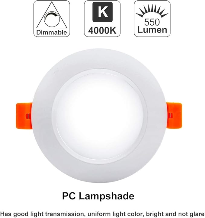 YGS-Tech 3.5 Inch LED Recessed Lighting, Dimmable Downlight 7W(55W Halogen Equivalent), CRI80, 4000K Natural White, Ceiling Light with LED Driver(10 Pack)