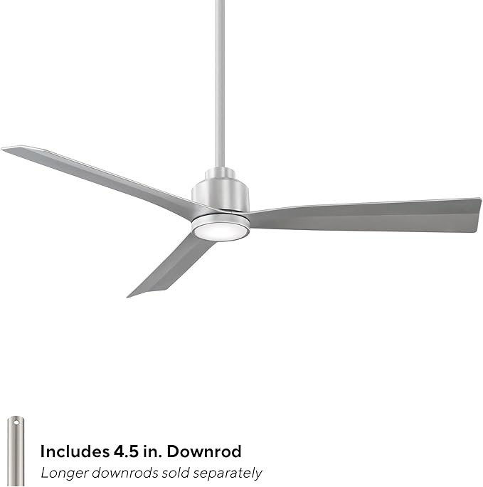 WAC Smart Fans Clean Indoor and Outdoor 3-Blade Ceiling Fan 54in Brushed Aluminum with 3000K LED Light Kit and Remote Control works with Alexa and iOS or Android App
