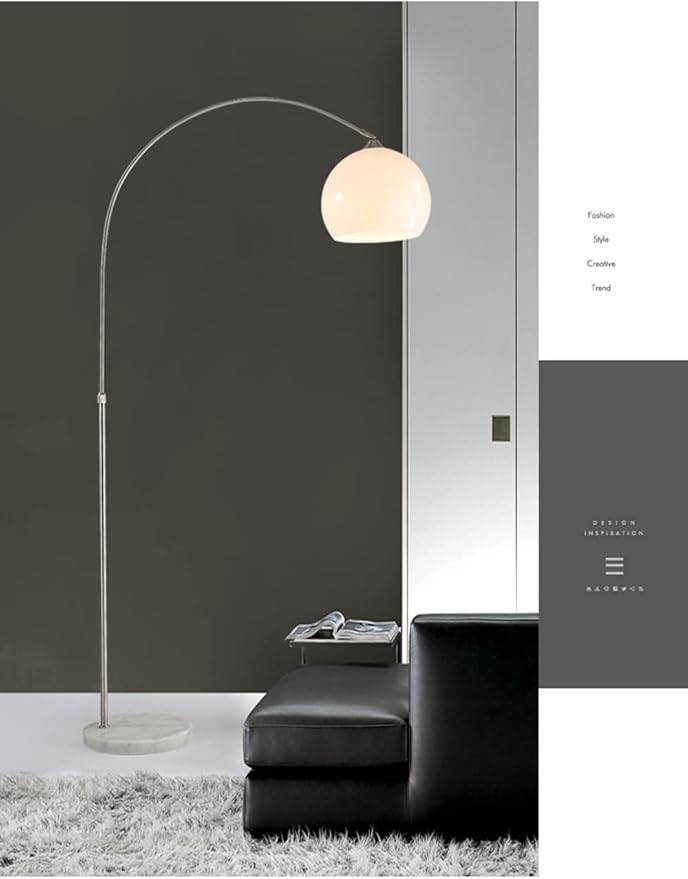 Nordic Simple Floor Lamp with White Shade, Arc Reading Lamp for Living Room, Study Room&Bedroom Beside,Creative Art Deco Bauhaus Standing Lamps for Ambient Lighting