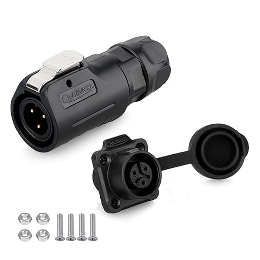CNLINKO LP12 2/3/4/5/6/7/8 Pin Male Female Electrical Push Pull Plug with Socket IP68 Waterproof Plastic Solar Panel Mount Quick-Connect Connectors (3 Pin）