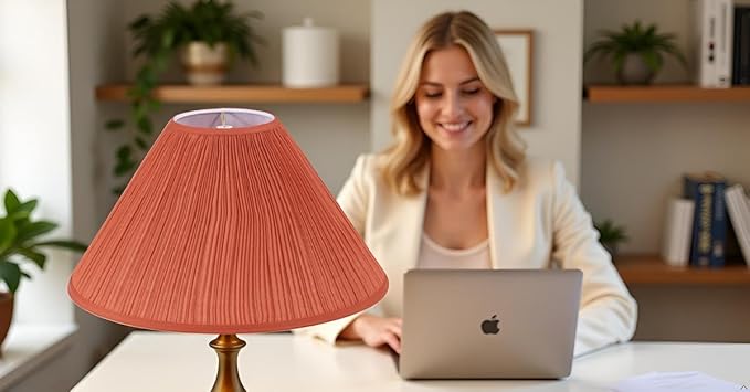 Aspen Creative 33020 Hardback Empire Spider Lamp Shade, Mushroom Pleated in Orange Red Faux Silk Fabric, 6" Top x 19" Bottom x 12" Slant Height