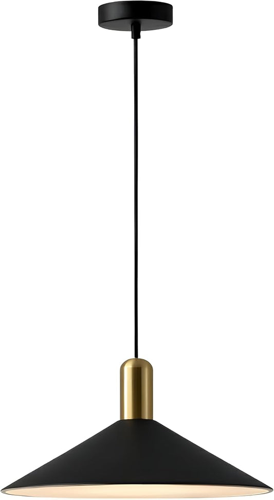 KCO Lighting Farmhouse Matte Black Barn Pendant Light 1-Light Mid Century Dome Pendant Lighting Industrial Cone Hanging Light Single Kitchen Island Light Fixture for Dining Room (Black)