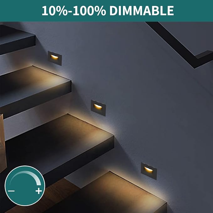 kadision 120V Dimmable LED Step Lights, 3000K/4000K/5000K Selectable, 3.5W 175lm Indoor Outdoor Stair Lights, Aluminum ORB Finish, 12 Pack