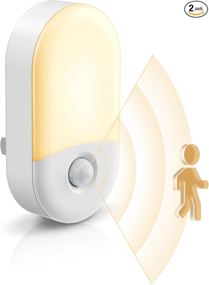 L LOHAS LED Motion Sensor Night Light, 2Pack, Motion Activated Night Light, Night Lights Plug into Wall Motion Sensor, 3000K Warm White, Adjustable Brightness 30/60LM, for Kids Adults Bathroom Bedroom