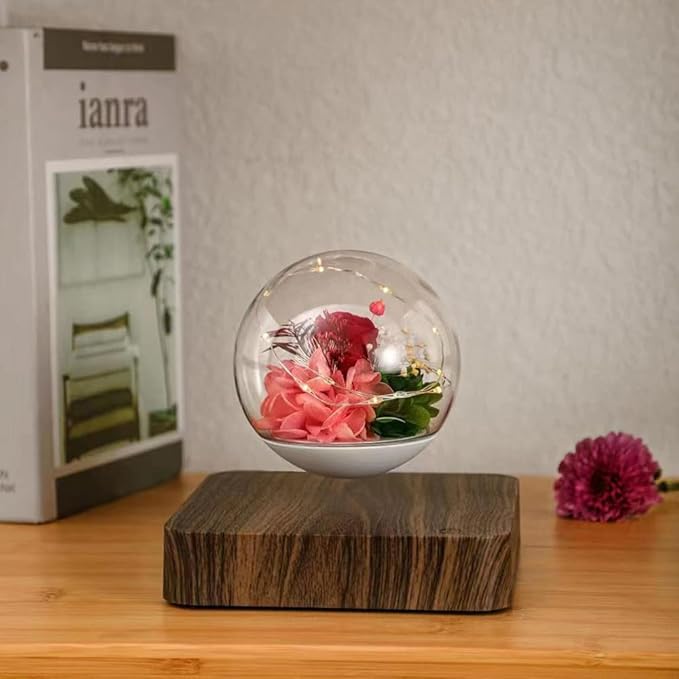 Magnetic Levitating Flower, Forever Flowers Real Eternal Roses, Levitation LED Light Bulb Lamp Floating Light, Decorative Light for Kids Lover Friends