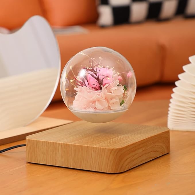 Magnetic Levitating Flower, Forever Flowers Real Eternal Roses, Levitation LED Light Bulb Lamp Floating Light, Decorative Light for Kids Lover Friends